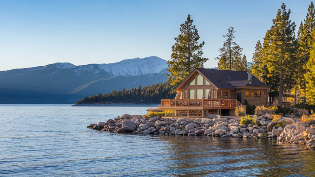 Cabin overlooking lake