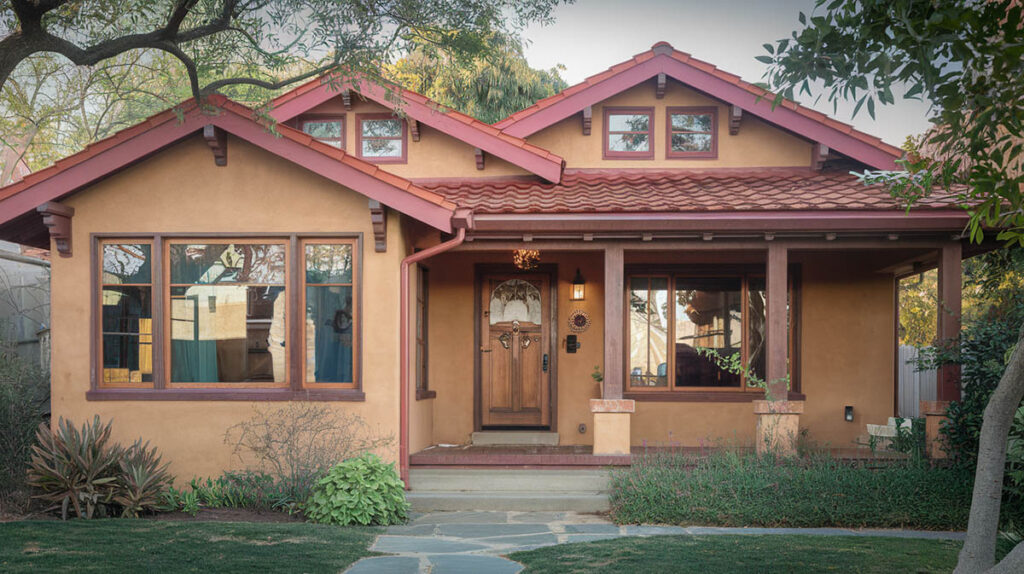 California bungalow with red roof