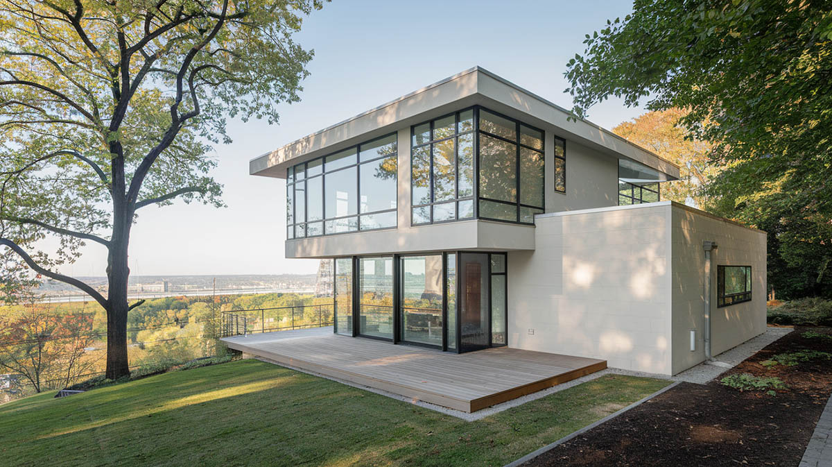 Contemporary house with concrete masonry unit construction